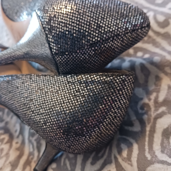 Jimmy Choo Isabel Glittery Peep Toe Kitten Heel Pump Women's 36.5 - Picture 9 of 14
